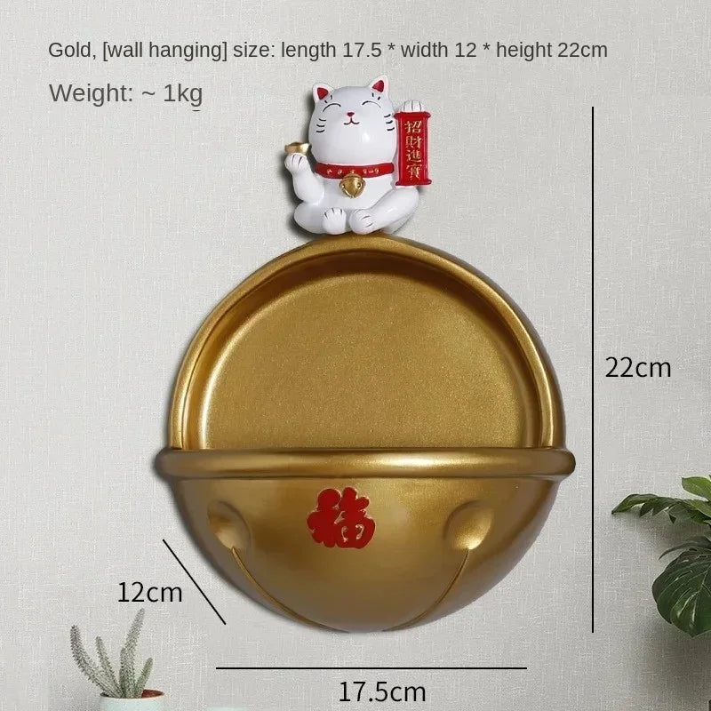 Lucky Cat Storage Bowl, Decorative Key Holder, Foyer Ornament, Desktop Organizer, Creative Home Decor Accessory