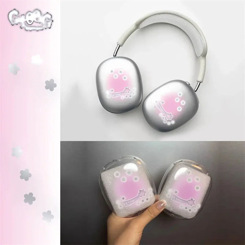 Cartoon Cute Star Rabbit Protective Cover For Airpods Max Earphone Case Transparent Soft Silicon For Apple Airpods Max Headphone