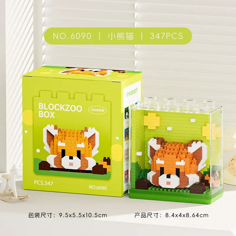 Kawaii Animal Building Blocks Red Panda Raccoon Koala Penguin Assembled Elephant Model Mini Brick Figure Toys For Kids Gifts