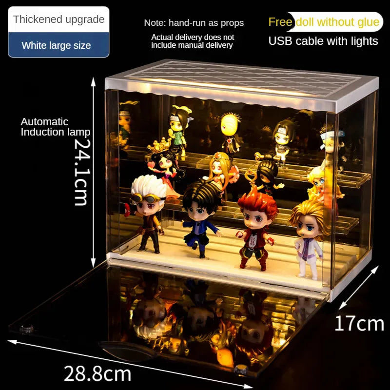 Magnetic storage box with lights, display acrylic cartoon dolls, suitable for POP MART collection, dustproof and waterproof