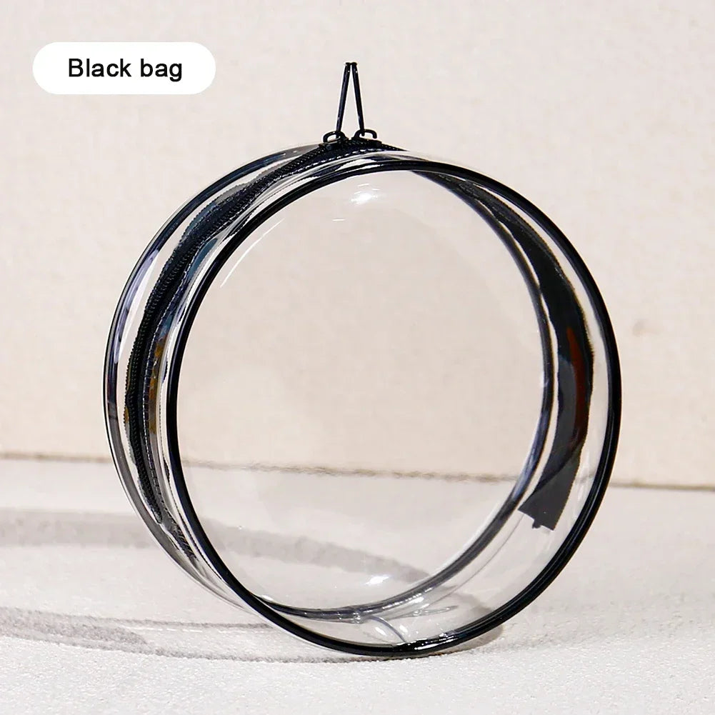 12/14cm Multi-color Doll Storage BagTransparent Round Doll Bag Circular Hanging Outdoor Doll Display Bag with Keychain