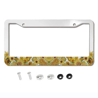 Beautiful oil painting with screws license plate holder car decoration aluminum alloy car parts American specifications A8/13