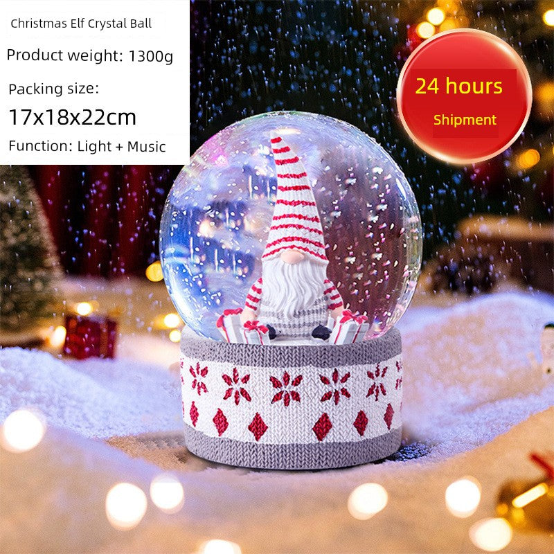 Christmas Gift Penguin Crystal Ball Music Box with Colorful Lighting Decoration Resin Crafts Music Box