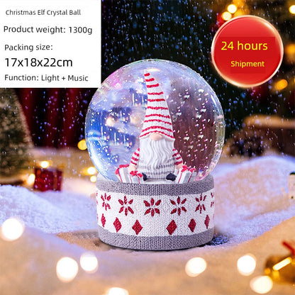 Christmas Gift Penguin Crystal Ball Music Box with Colorful Lighting Decoration Resin Crafts Music Box