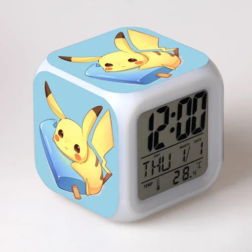 Pokemon Pikachu LED Glowing Alarms for Children Bedroom Decoration Kids Digital Glowings Alarm Clock Desk Decor Christmas Gift