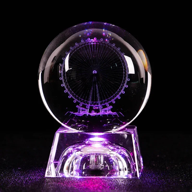 LED Crystal Ball 3D Solar System Planets Crystal Ball Glass Ball Home Decoration Valentine's Day Gift Ornament