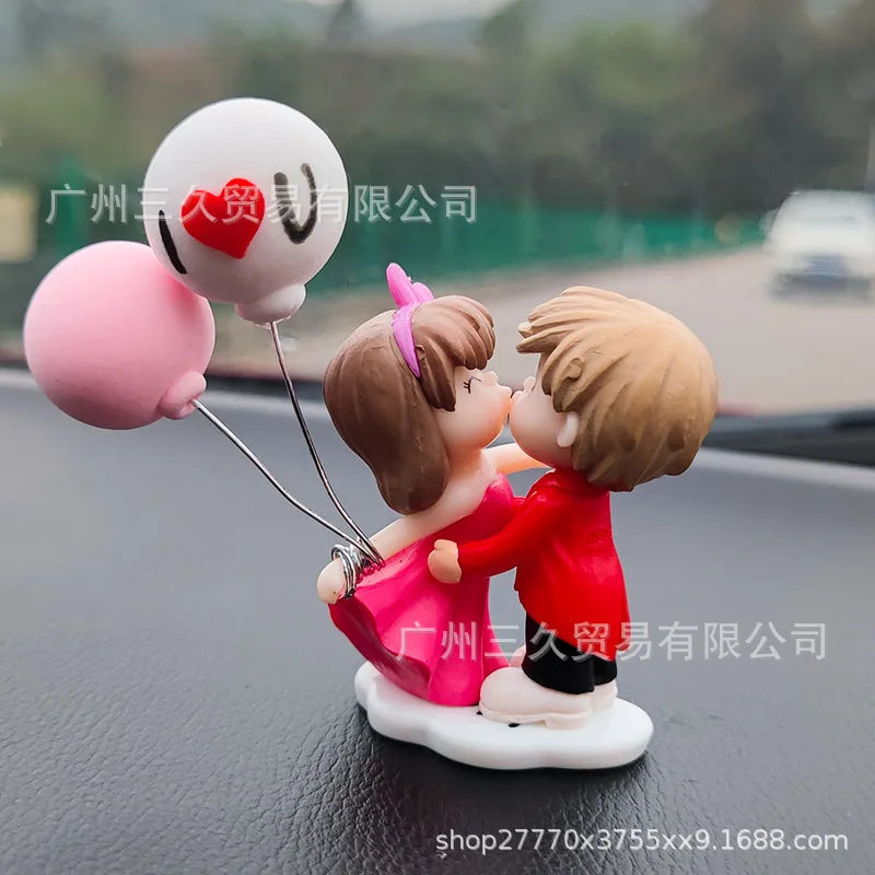 Car Decoration Cute Cartoon Couples Kiss Doll French Romantic Wedding Car Decoration Figurines Ornament Auto Interior Dashboard