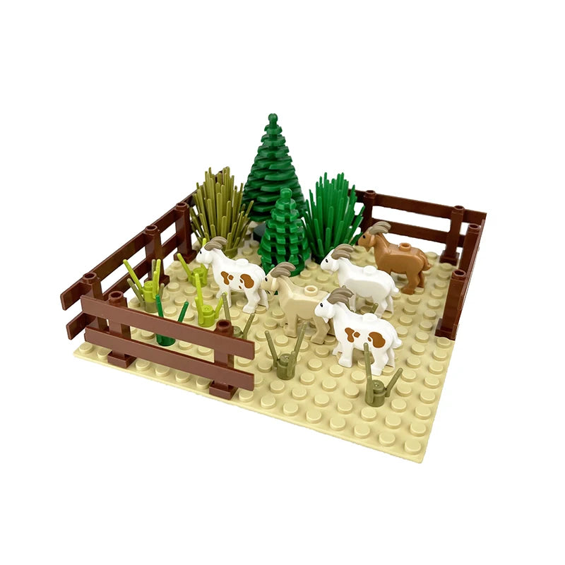 Farm MOC Building Blocks Animal Parts Pasture Bricks Kits Toys Chicken Coop Pig House Bullpen Birdhouse Compatible With LEGO