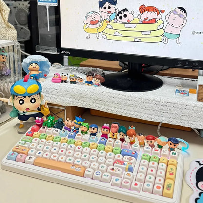 138 Keys MOA Profile PBT Keycap Cute Anime Crayon MX Switch Keyboard Cap for 60/64/84/98/108 Gaming Mechanical Keyboards Keycap