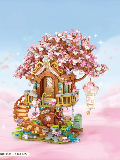 LOZ mini Blocks Kids Building Toys Puzzle  Cherry Blossoms Tree House Bricks Girls Gift Home Decor 1381