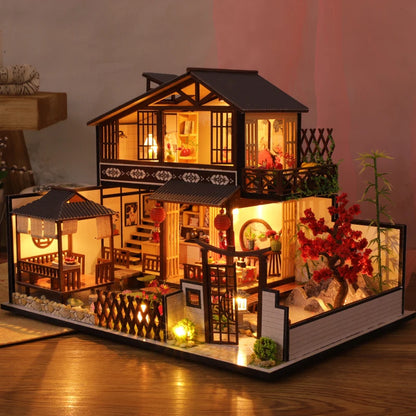 DIY Wooden Dollhouse Chinese Town Architecture Doll Houses Miniatures with Furniture Toys for Children Friend Birthday Gift