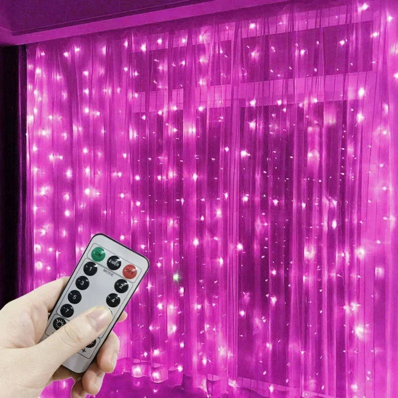 6/4/3M LED Curtain Lights with USB 8 Modes Remote Control,for Christmas,Wedding Party,Wall,Home Window,Fairy Garden Decorations