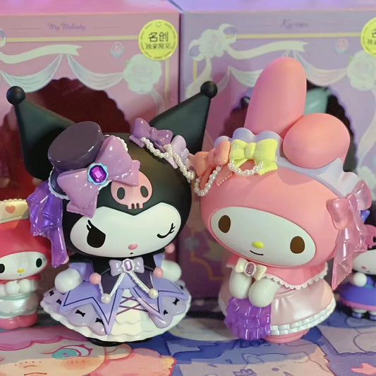 New 15cm Sanrio Blind Box BlindRosebud Club Series Original Kuromi My Melody Figure Pvc Anime Model Beauty Kawaii Cartoon Gift