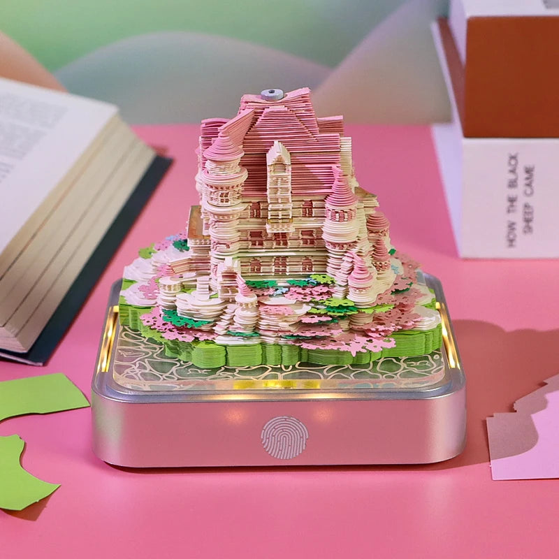 Omoshiroi Block 3D Artistic Notepads Love Castle Memo Notepad 3D Paper Carved Sticky Notes Birthday Gift For Mom