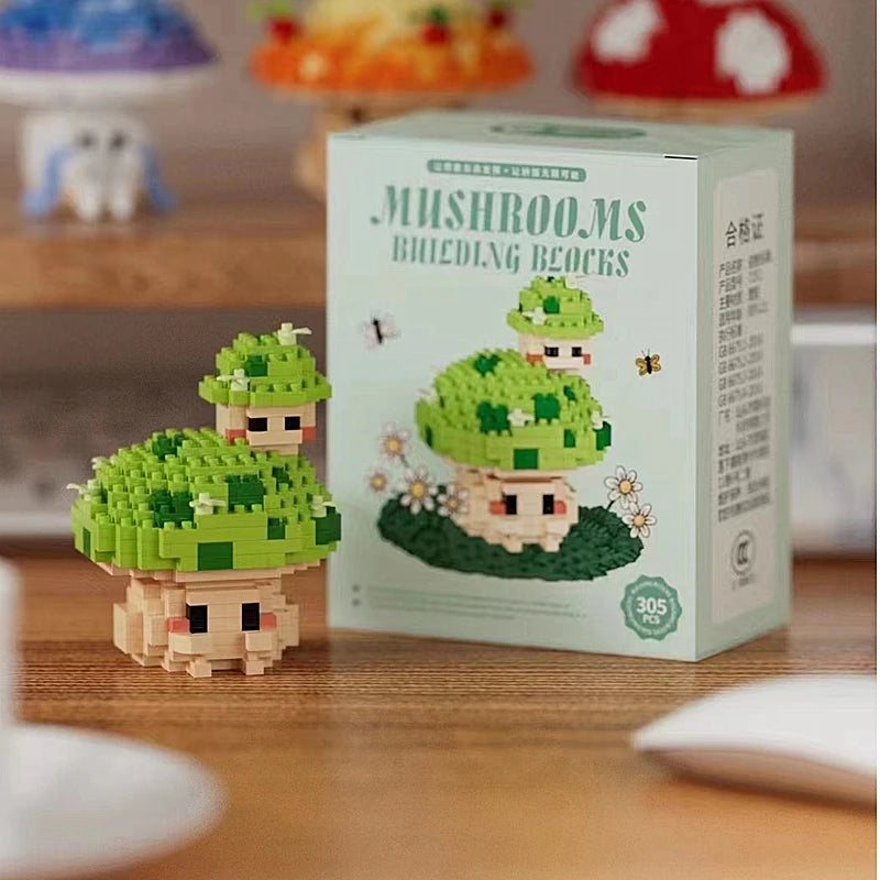 New Cute Simulation Mushroom Building Block Model Children's Educational Toy Leisure Assembly Decompression Game