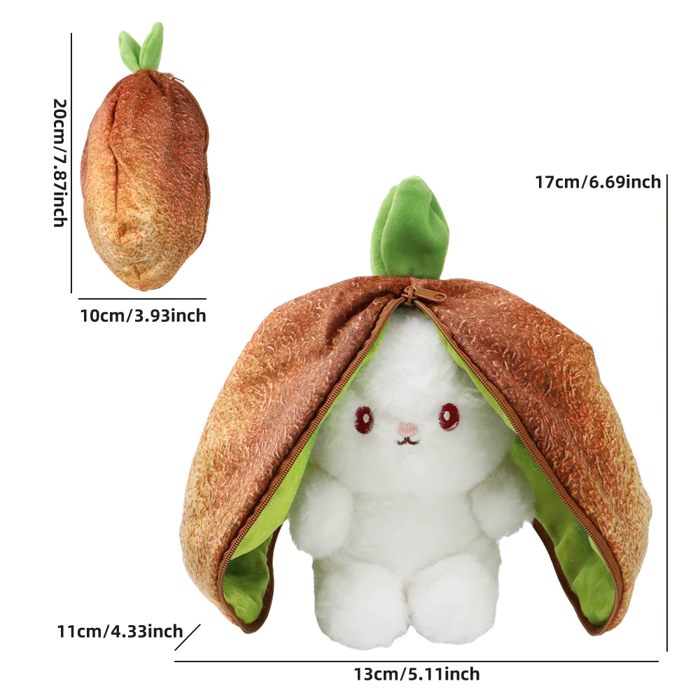 2024 New Bunny Plush Toy Cute Fruit Rabbit Stuffed Animals Transform Cuddly Bunny Plushie Doll for Kids Birthday Gift