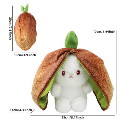 2024 New Bunny Plush Toy Cute Fruit Rabbit Stuffed Animals Transform Cuddly Bunny Plushie Doll for Kids Birthday Gift