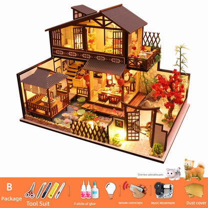 Creative Retro Chinese Style DIY Cottage Japanese Style House C Courtyard Model Hand-Assembled Female Birthday Christmas Gift