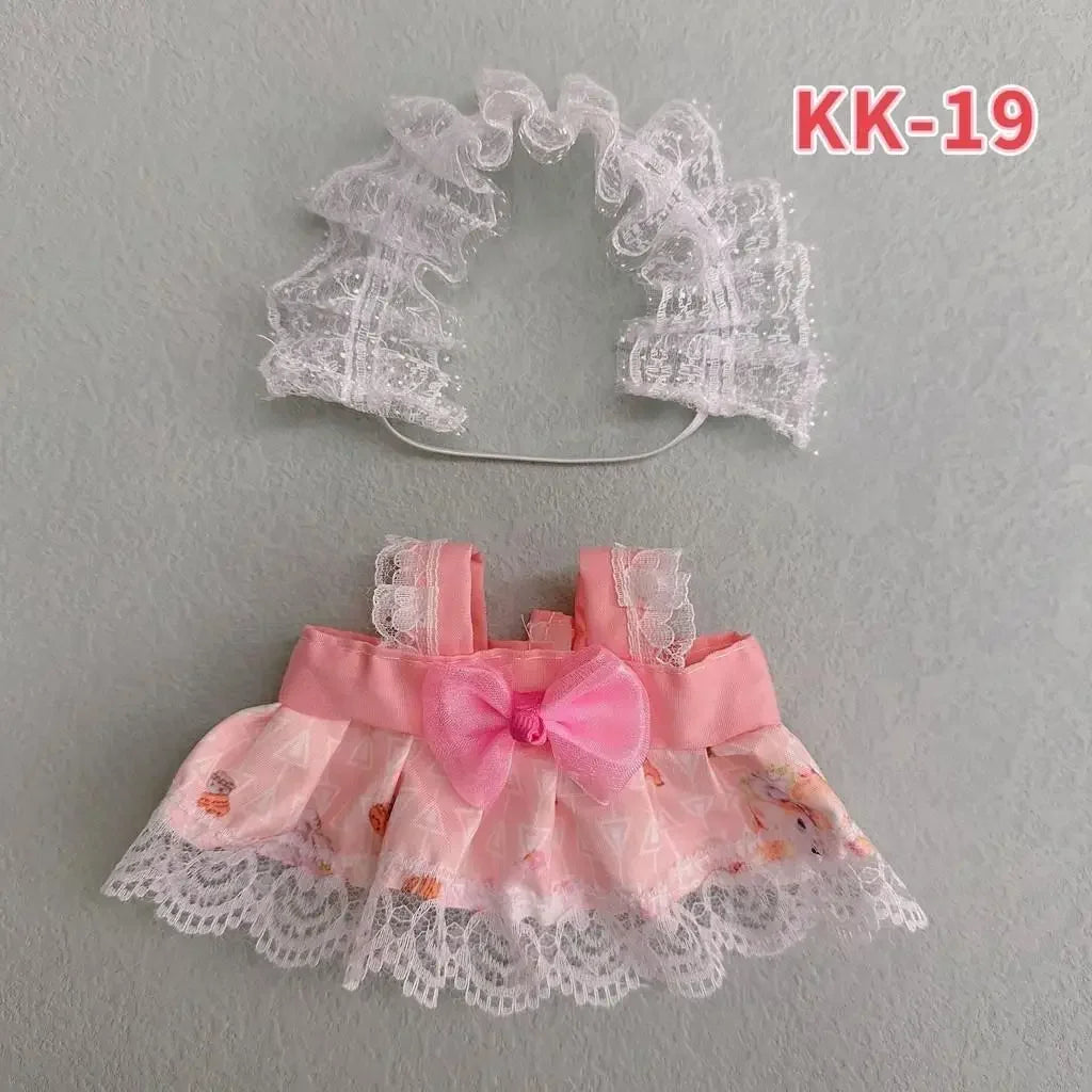 20cm doll replacememt clothes for 17cm Labubu outfit cotton doll cute and sweet Lolita dress  small skirt