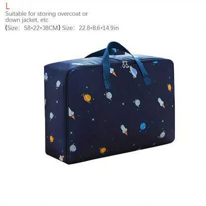 Quilt Storage Bag Cat Little Fish Rocket Pattern Quilt Storage Bag Oxford Material Moving Clothing Storage Bag Travel Organizer