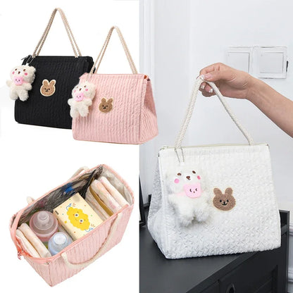 Maternity Bag Cute Bear Baby Diaper Bag Lightweight Portable Handbags Mummy Outdoor Nappy Storage Bags Insulated Lunch Bags