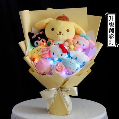 Sanrio Bouquet Cartoon Cinnamoroll Melody Kuromi With Graduation Hats Handmade Cute Anime Valentine's Day Graduation Girls Gift