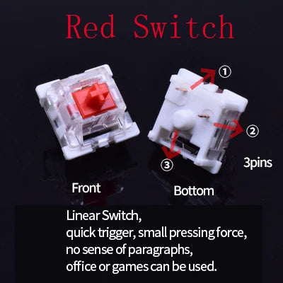 Outemu Switch for Keyboard 3Pin Dustproof Linear Tactile Clicky Silent Switches for MX Mechanical Keyboards Gaming Switch DIY