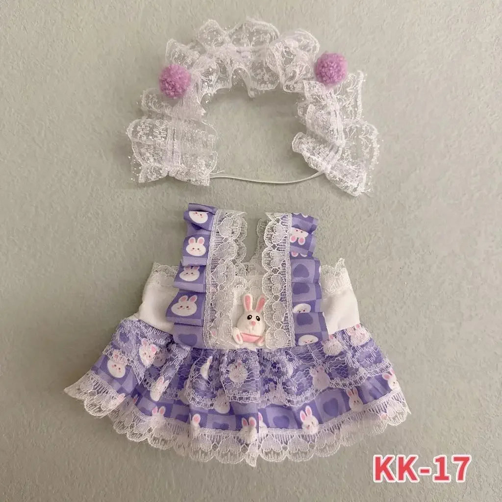 20cm doll replacememt clothes for 17cm Labubu outfit cotton doll cute and sweet Lolita dress  small skirt