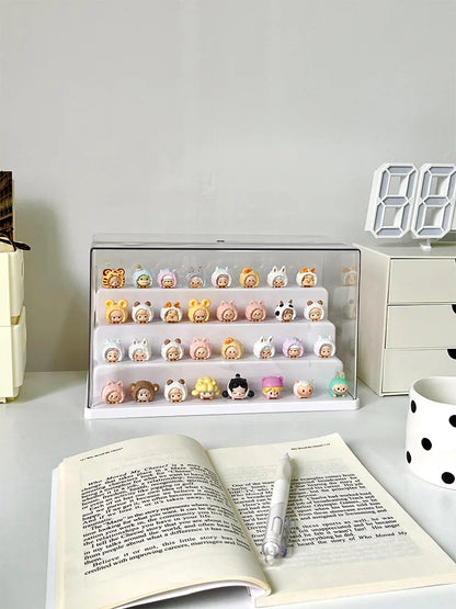 Cute Little Blind Box Storage Box Acrylic Micro Landscape Ornament Organizer Dustproof Mystery Box Showcase Mini Dolls Display