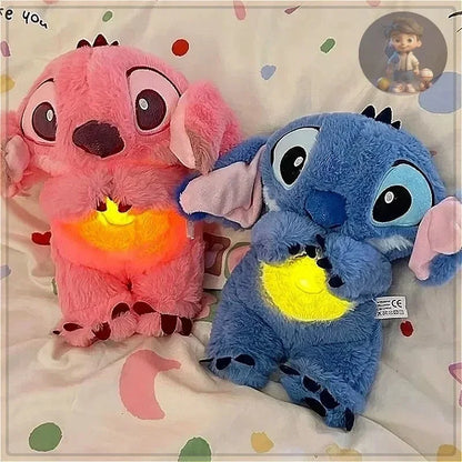 Kawaii Stitch Plush Doll Baby Sleeping Companion Sound Soothing Musical  Kawaii With Air Bag and Light Doll Breathing Toys Gifts