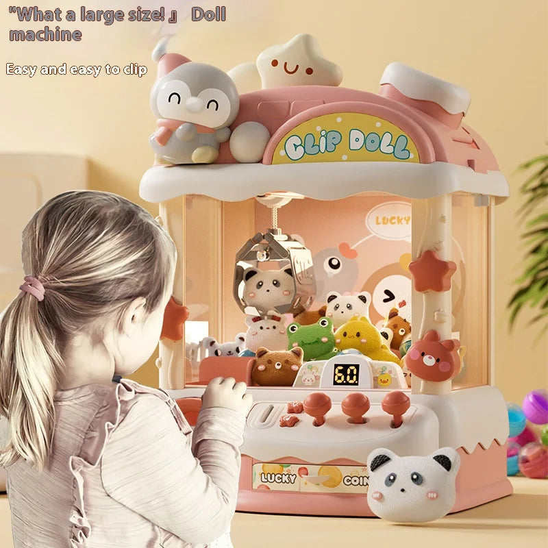 Home Doll Grasping Machine with Random Doll Home Doll Grasping Machine Cartonn Rabbit Penguin Crane Doll Machines Gift for Kids