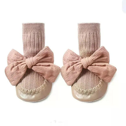 Autumn Winter Baby Girls Socks Newborn Baby Bowknot Socks Infant Baby Socks Anti Slip Soft Cotton Floor Sock Shoes