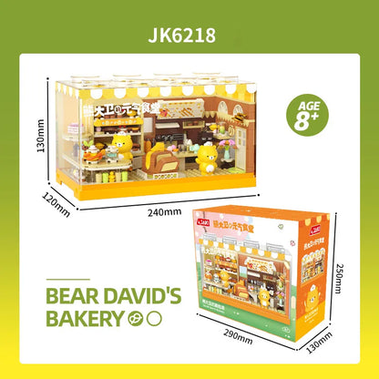 JAKI The street view of David's bakery in Yuanqi Xiong Building Blocks Children's Toy Model Ornaments Holiday Gifts