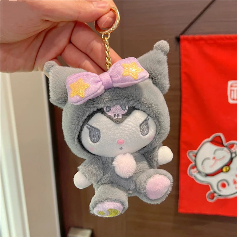 Sanrioed Kawaii Hello Kitty  Kuromi  Plush Doll Toys Pendant Cute Plush  Keychain Bag Pendant Christmas Gifts12CM