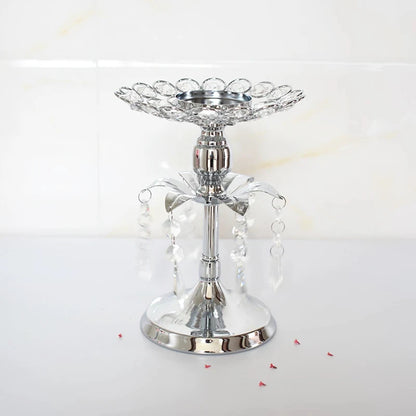 PEANDIM Silver Crystal Candle Holder Wedding Candlestick Christmas Party Table Centerpieces Candelabra Flower Vase Home Decor