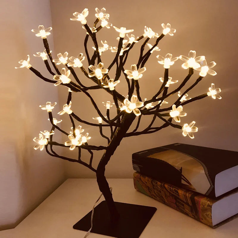 LED Rose Flower Table Lamp USB Christmas Tree Fairy Lights Night Lights Home Party Wedding Bedroom Decoration Mother's Day Gift