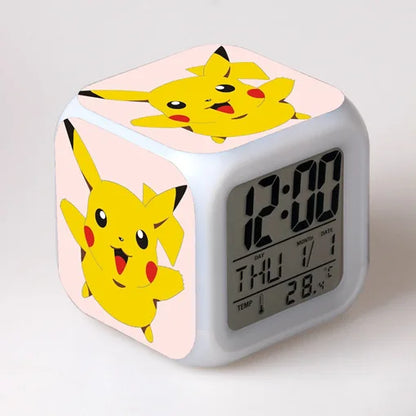 Pokemon Pikachu LED Glowing Alarms for Children Bedroom Decoration Kids Digital Glowings Alarm Clock Desk Decor Christmas Gift