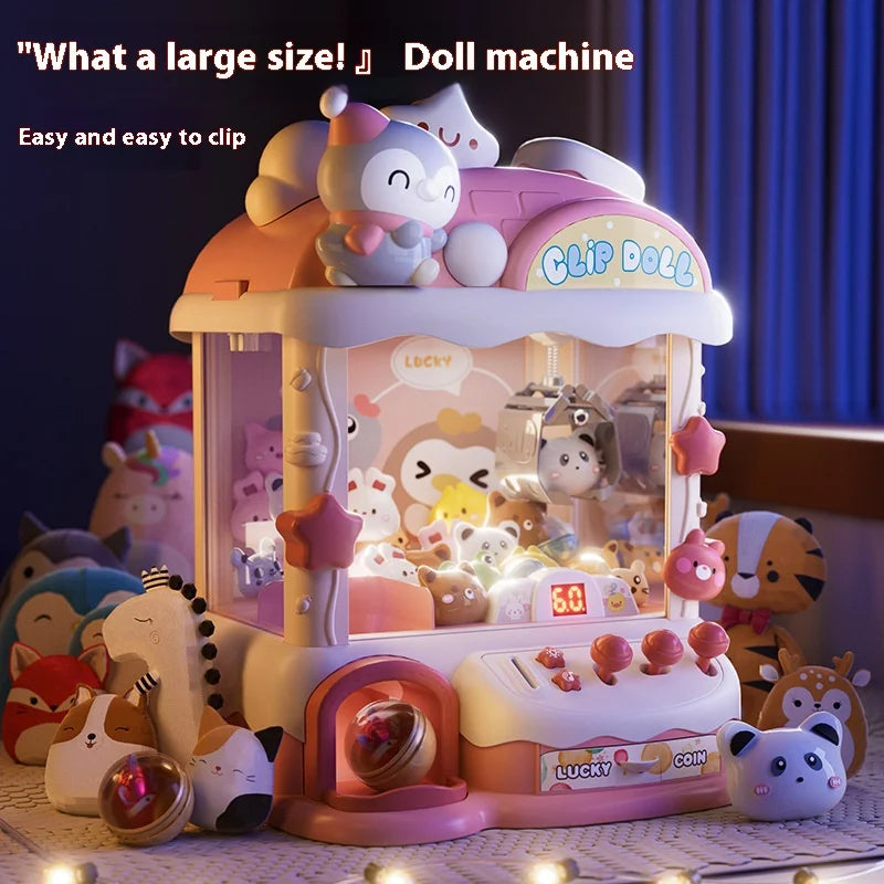 Home Doll Grasping Machine with Random Doll Home Doll Grasping Machine Cartonn Rabbit Penguin Crane Doll Machines Gift for Kids