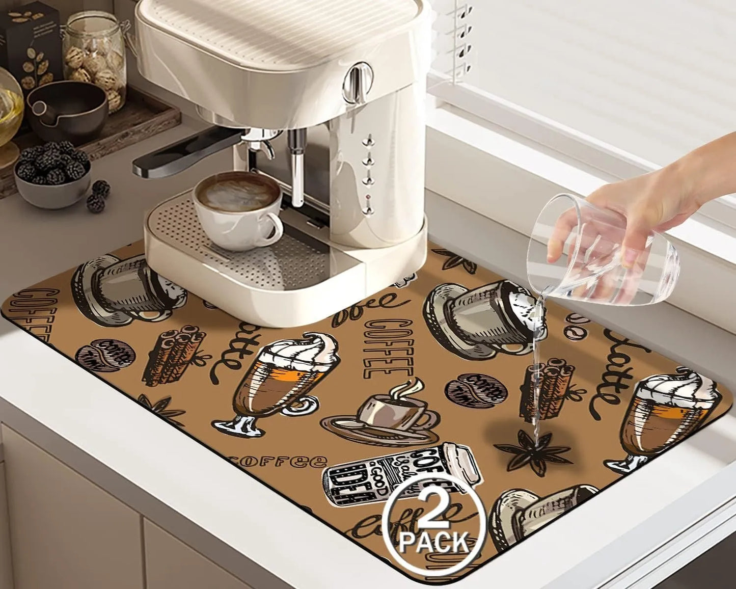 Cross-Border Creative Pattern Kitchen Countertop Hydrophilic Pad Amazon Diatom Ooze Wind Mat Bowl Dish Drying Mat Slip-Resistant