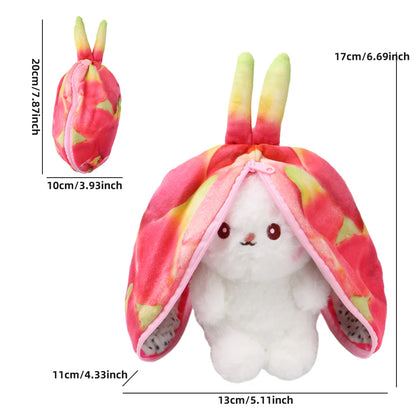 2024 New Bunny Plush Toy Cute Fruit Rabbit Stuffed Animals Transform Cuddly Bunny Plushie Doll for Kids Birthday Gift