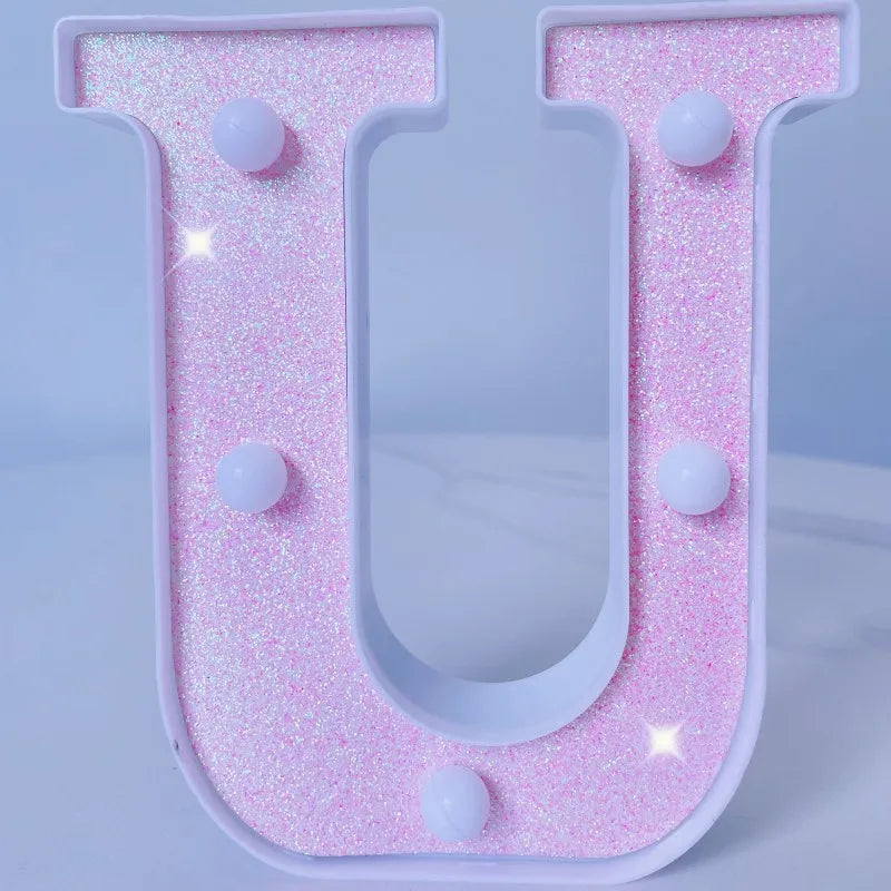 Luxury Alphabet Pink Letter LED Luminous Number Lamp  Battery Night Light for Home Birthday Wedding  Christmas Party Decoration