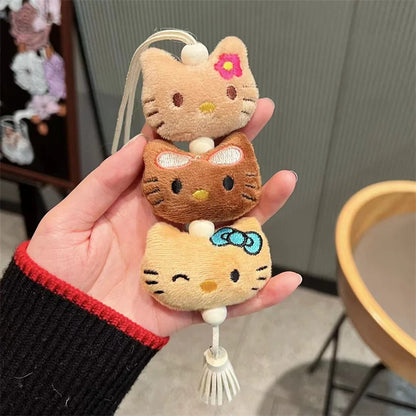 Sanrio Hello Kitty Plush Keychain Kawaii Children Anime Plushie Pendant Keyring Cute Women Bag Car Keychians Girl Birthday Gifts