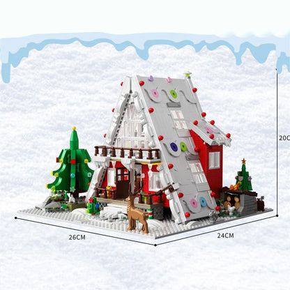 Creative 2159Pcs Christmas Tree Winter Village House With Lights Model Building Blocks MOC Snow Hut Mini Bricks Toys Xmas Gifts