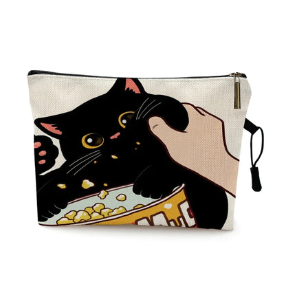 Mvensh Cute Kissing Cat Makeup Bag With Printing Pattern Cute Organizer Bag Pouchs For Travel Bags Pouch Women's Cosmetic Bag