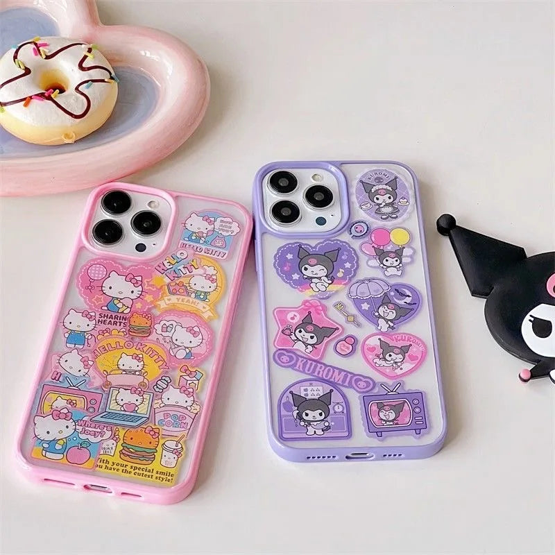 Sanrio Hello Kitty Kuromi Cartoon Phone Case For iPhone 16 15 14 13 12 11 ProMax XR XS 8 Plus Y2K Cute Soft Back Cover Pink Girl