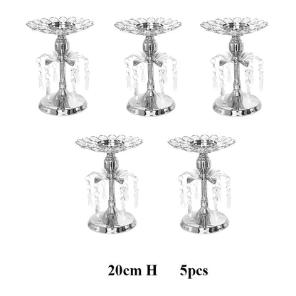 PEANDIM Silver Crystal Candle Holder Wedding Candlestick Christmas Party Table Centerpieces Candelabra Flower Vase Home Decor