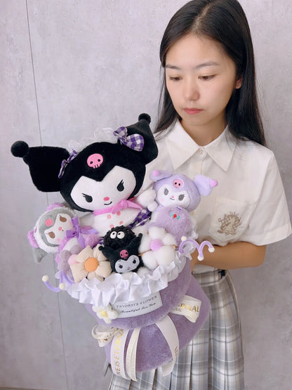 Sanrio Cinnamoroll Kuromi Doll Bouquet, Kawaii Plushies Valentine's Day Gift For Girlfriend's Birthday, Cute Plush Toy