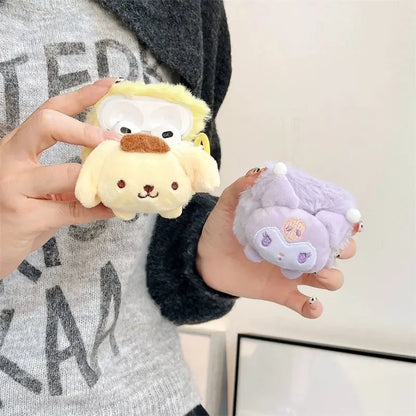 MINISO Sanrio Anime Autumn Winter Airpods Plush Earphone Case Kuromi My Melody New Ladies Cute Plush Earphone Protective Case