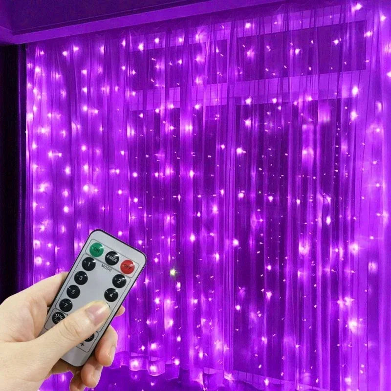 6/4/3M LED Curtain Lights with USB 8 Modes Remote Control,for Christmas,Wedding Party,Wall,Home Window,Fairy Garden Decorations