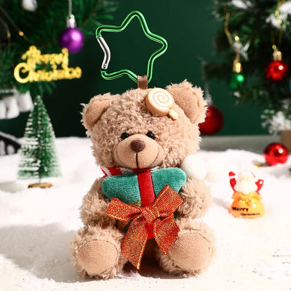 Cartoon Bear Plush Toys Keychain Cute Christmas Bear Stuffed Plush Doll Keychain Backpack Decoration Accessories Children Gifts